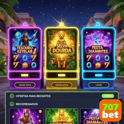 Ilustração de Explore Slots e Jogos Ao Vivo com a 707bet